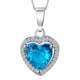 Aqua Heart CZ Halo Jewelry Set