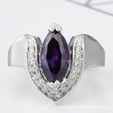 Purple Marquise CZ Horseshoe Pavé Ring