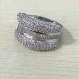 Pavé and Baguette CZ Double Wave Ring