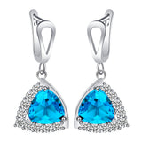 Aqua Trillion CZ Halo Jewelry Set