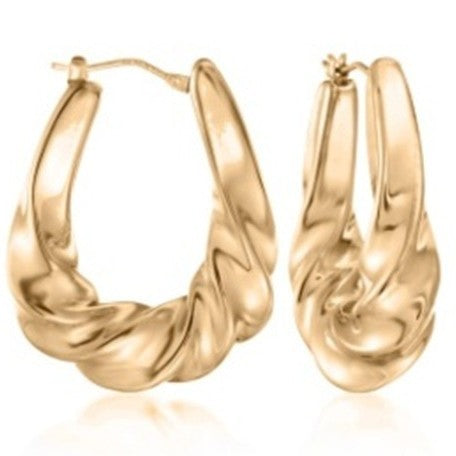 Chunky Twisted Oval Hoop Earrings