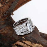 Marquise CZ Three-Band Bridal Ring Set
