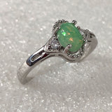 Green Opal-Look Oval Open Shank Ring