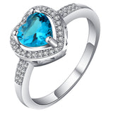 Aqua Heart CZ Halo Jewelry Set
