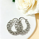 CZ Pave Curb Link Hoop Earrings