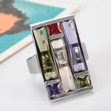 Multicolor Baguette CZ Wide Statement Ring