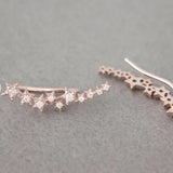 Rose Gold CZ Star Ear Climber Earrings