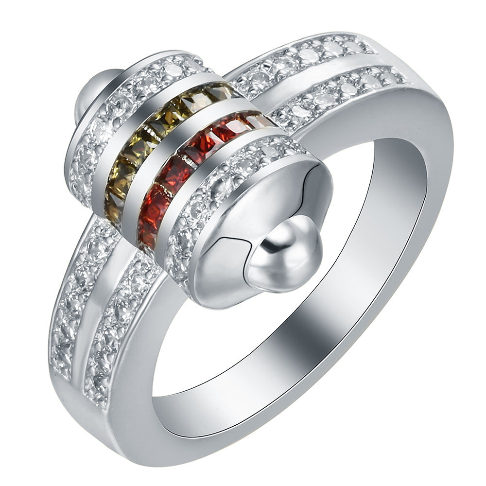 Multicolor Channel CZ Spinner Band Ring