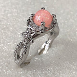 Blue Opal-Look Round Bow Shoulder Ring