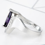Purple Marquise CZ Horseshoe Pavé Ring