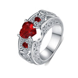 Pink Heart CZ Filigree Wide Ring