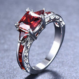 Black Cushion CZ Three-Stone Ring