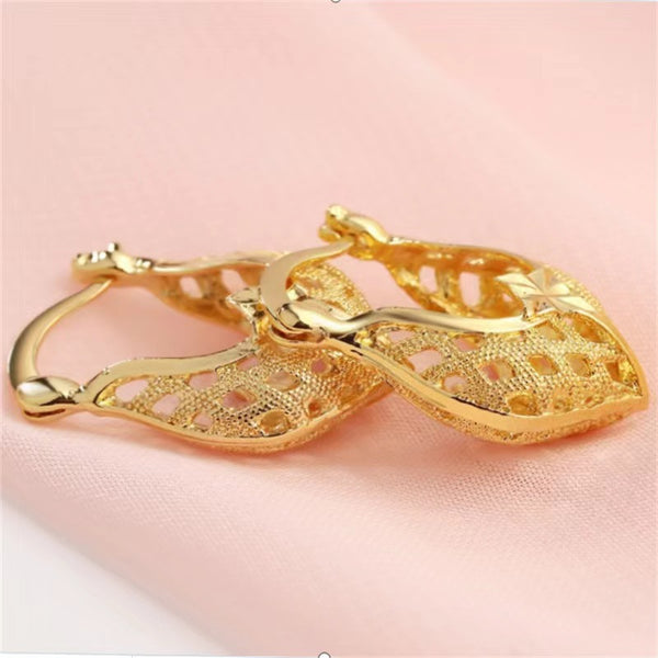 Gold Openwork Lattice Hoop Earrings