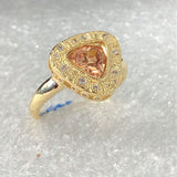 Champagne Trillion CZ Studded Bezel Ring