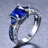 Black Cushion CZ Three-Stone Ring