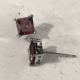 Purple Princess-Cut CZ Stud Earrings