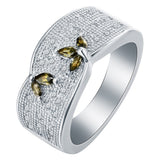 Olive Marquise CZ Leaf Pavé Wide Ring