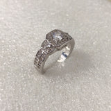 Round CZ Octagon Halo Pavé Ring