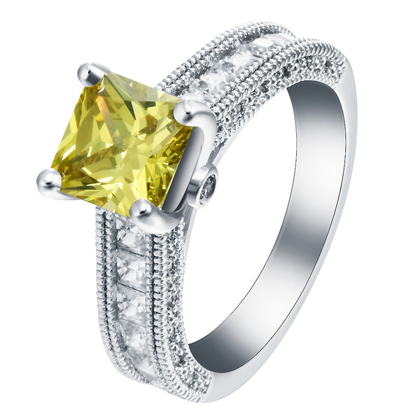 Yellow Princess CZ Channel-Set Ring