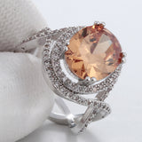 Champagne Oval CZ Halo Lattice Ring