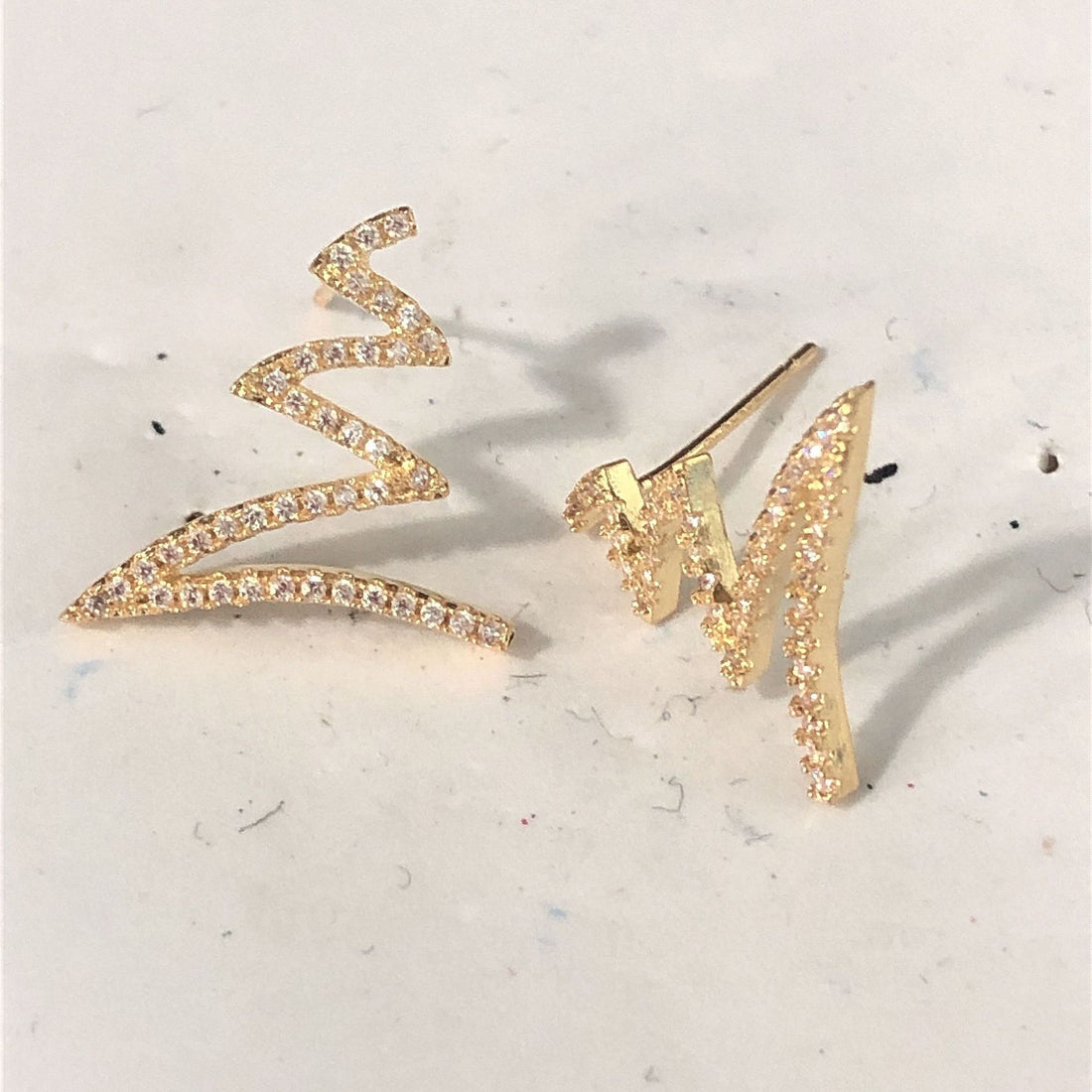 Pavé CZ Zigzag Lightning Climber Earrings