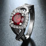 Ruby-Red Round CZ Halo Twist Ring