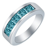Aqua Square CZ Channel Band Ring