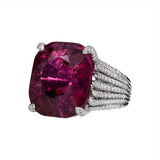 Raspberry-Pink Cushion CZ Pave Split Shank Ring