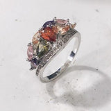 Multicolor Pear CZ Tiara Cluster Ring