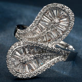 Baguette CZ Double Loop Swirl Ring