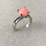 Opal-Look Round Petite Solitaire Ring
