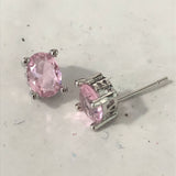Ruby-Red Oval CZ Solitaire Stud Earrings