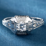 Round CZ Engraved Men's Signet Ring