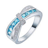 Aqua Princess CZ Channel Bow Ring