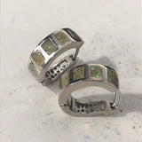 Blue Opal-Look Inlay Huggie Hoop Earrings