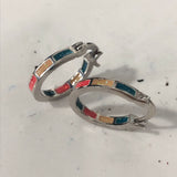 Blue Opal-Look Inlay Hoop Earrings