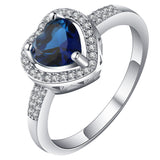 Sapphire-Blue Heart Halo Jewelry Set