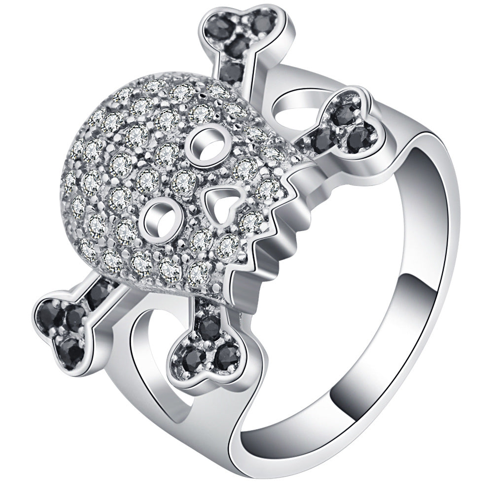 Pavé CZ Skull and Crossbones Ring