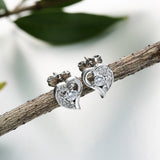 Open Heart Pavé CZ Solitaire Stud Earrings