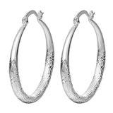 Engraved Floral Round Hoop Earrings