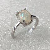 White Opal-Look Oval Solitaire Ring