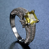 Yellow Princess-Cut CZ Wide Pavé Ring