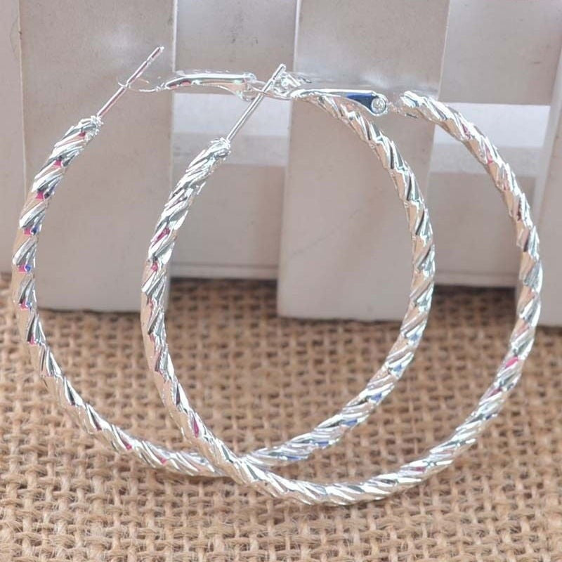 Twisted Rope Large Hoop Earrings