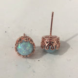 Opal-Look Round Crown-Set Stud Earrings