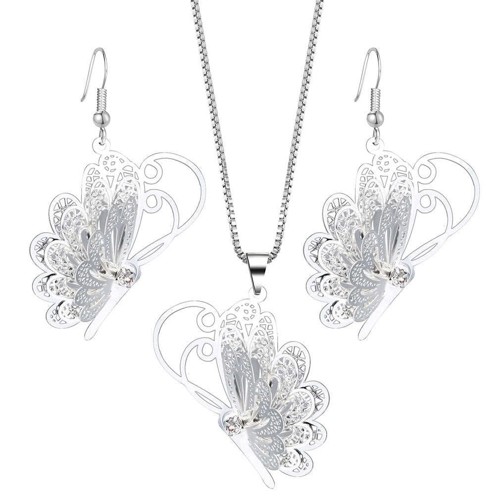 Filigree Butterfly Heart Jewelry Set