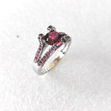 Garnet-Red CZ Split-Shank Pavé Ring