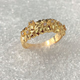 Gold Sculpted Flower Band Ring