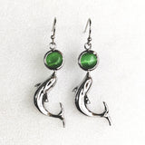 Dolphin Green Bead Necklace and Earrings Set