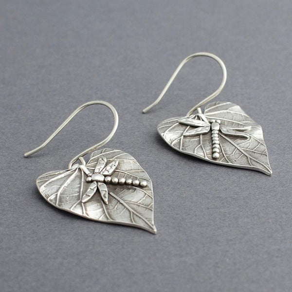 Dragonfly Leaf Drop Earrings