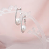 Pearl-Look Pavé J-Hook Earrings